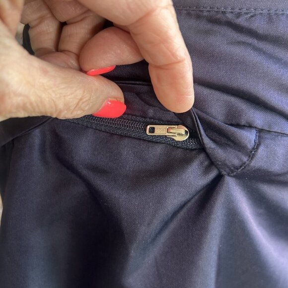 Calvin Klein Vintage Navy Blue Silk Blend Drop Waist Straight Skirt Size 12 - Picture 7 of 10